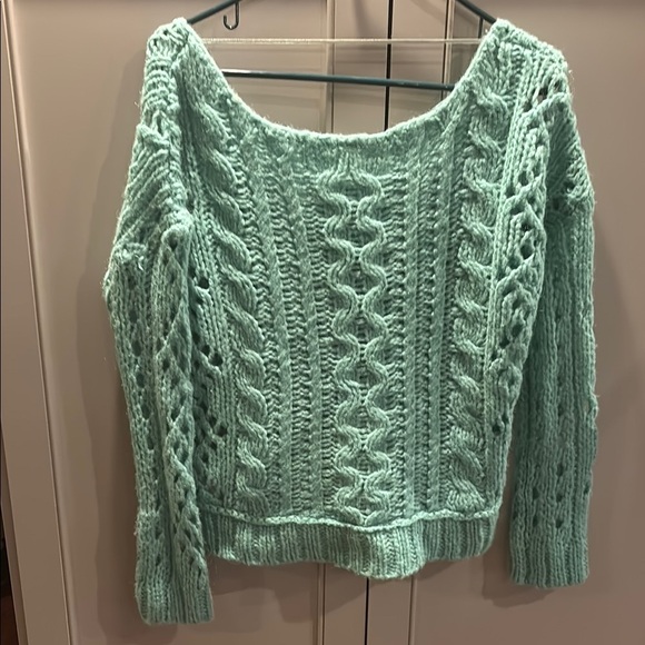 Mint Green Cable Knit Sweater - Picture 6 of 6